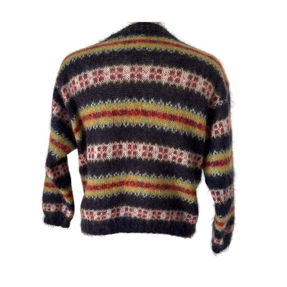 Benetton Vintage Mohair Blend Fair Isle Sweater Size Small Striped - Picture 4 of 9